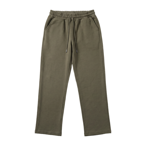 Wide Leg Cotton Sweatpants - Olive