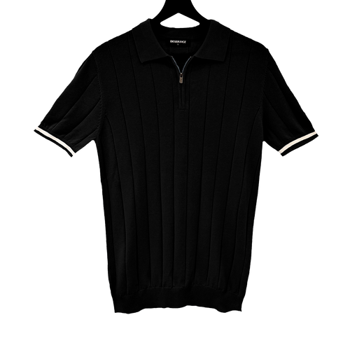 T-SHIRT KNITTED POLO W/ZIP REF.XH-012"Black