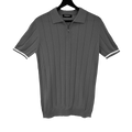T-SHIRT KNITTED POLO W/ZIP REF.XH-012“DARK GREY”قميص بولو محبوك بسحاب