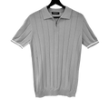 T-SHIRT KNITTED POLO W/ZIP REF.XH-012"LIGHT GREY”قميص بولو محبوك بسحاب