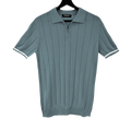 T-SHIRT KNITTED POLO W/ZIP REF.XH-012"LIGHT BLUE”قميص بولو محبوك بسحاب
