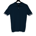 T-SHIRT KNITTED POLO W/ZIP REF.XH-012“NAVY BLUE”قميص بولو محبوك بسحاب
