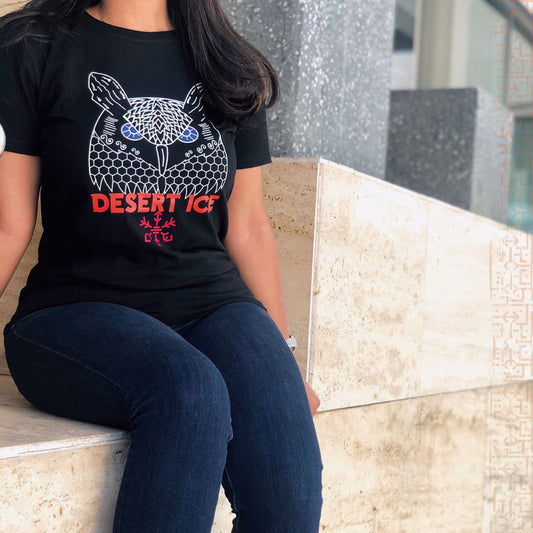 Desert Ice Owl T-Shirt "Black" (Unisex) تي شيرت بومة "أسود" (للجنسين)