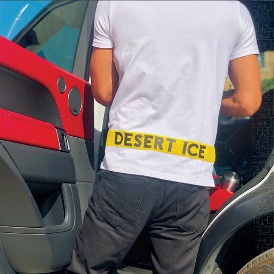 Desert Ice Yellow Stripe T-Shirt "White" (Unisex) تي شيرت مخطط باللون الأصفر "أبيض" (للجنسين)