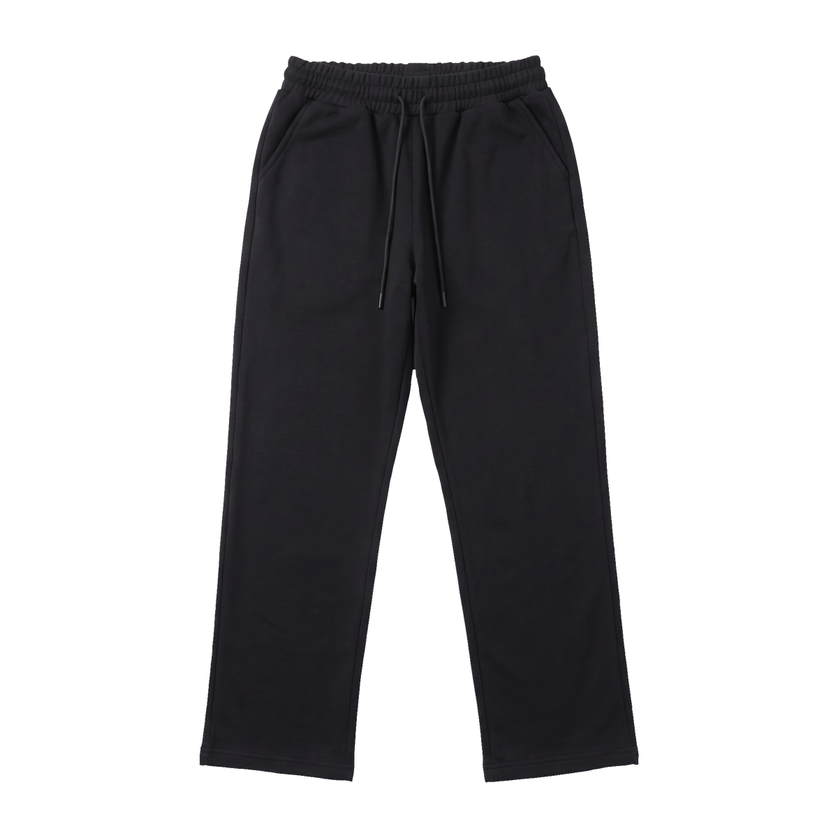Wide Leg Cotton Sweatpants - Black