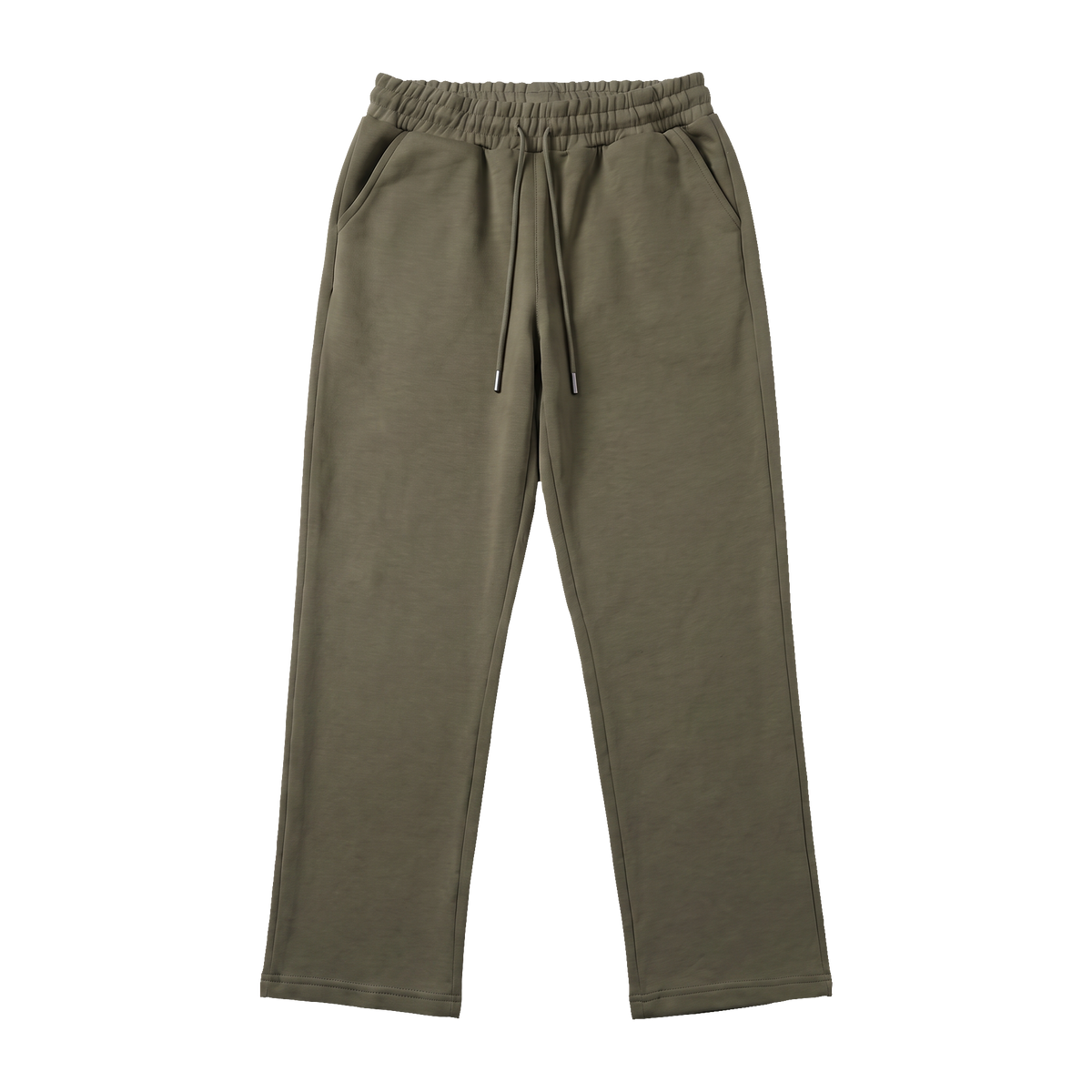Wide Leg Cotton Sweatpants - Olive