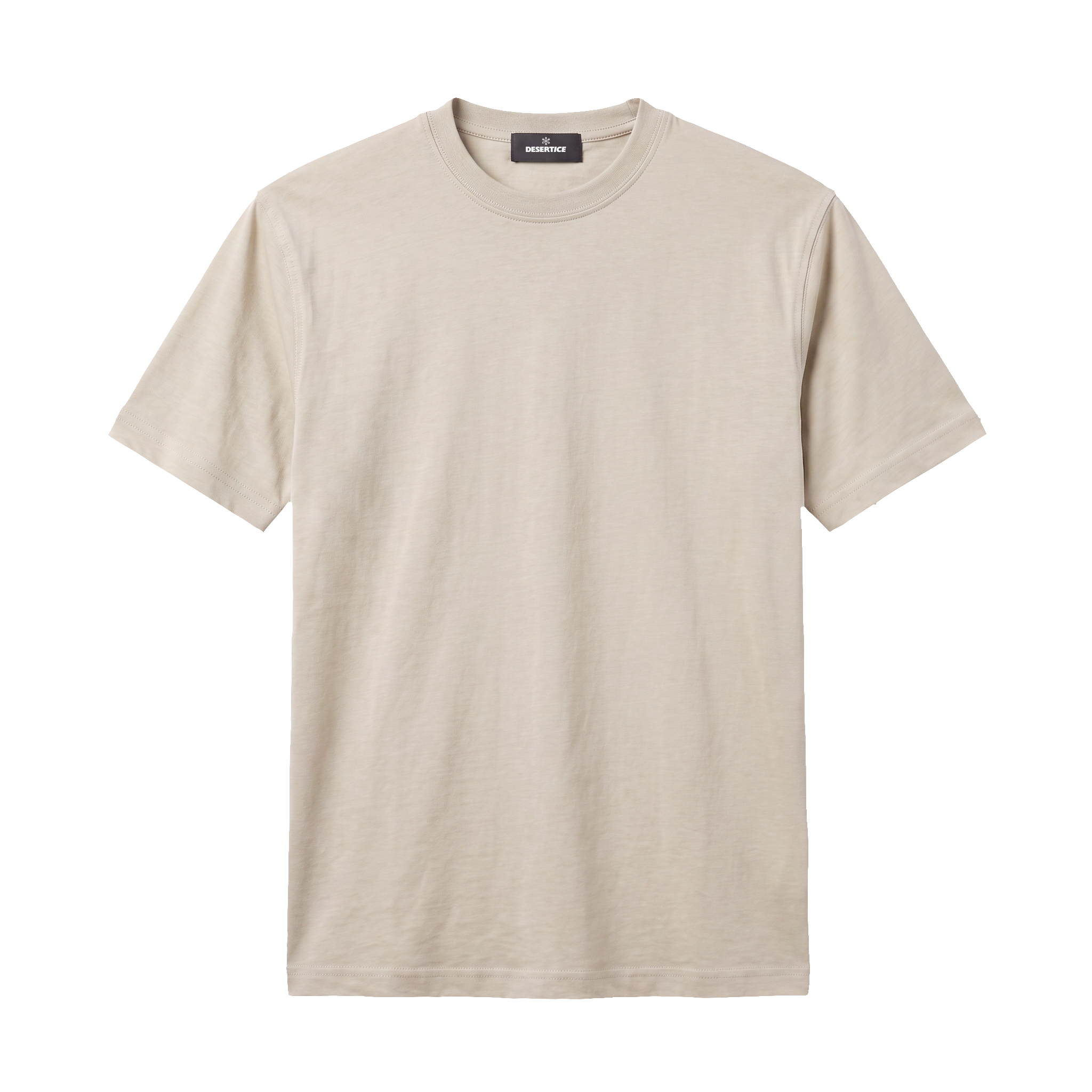 Round Neck Regular Fit Sada Tshirt (Beige)