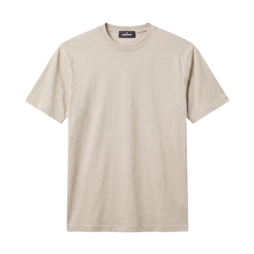 Round Neck Regular Fit Sada Tshirt (Beige)