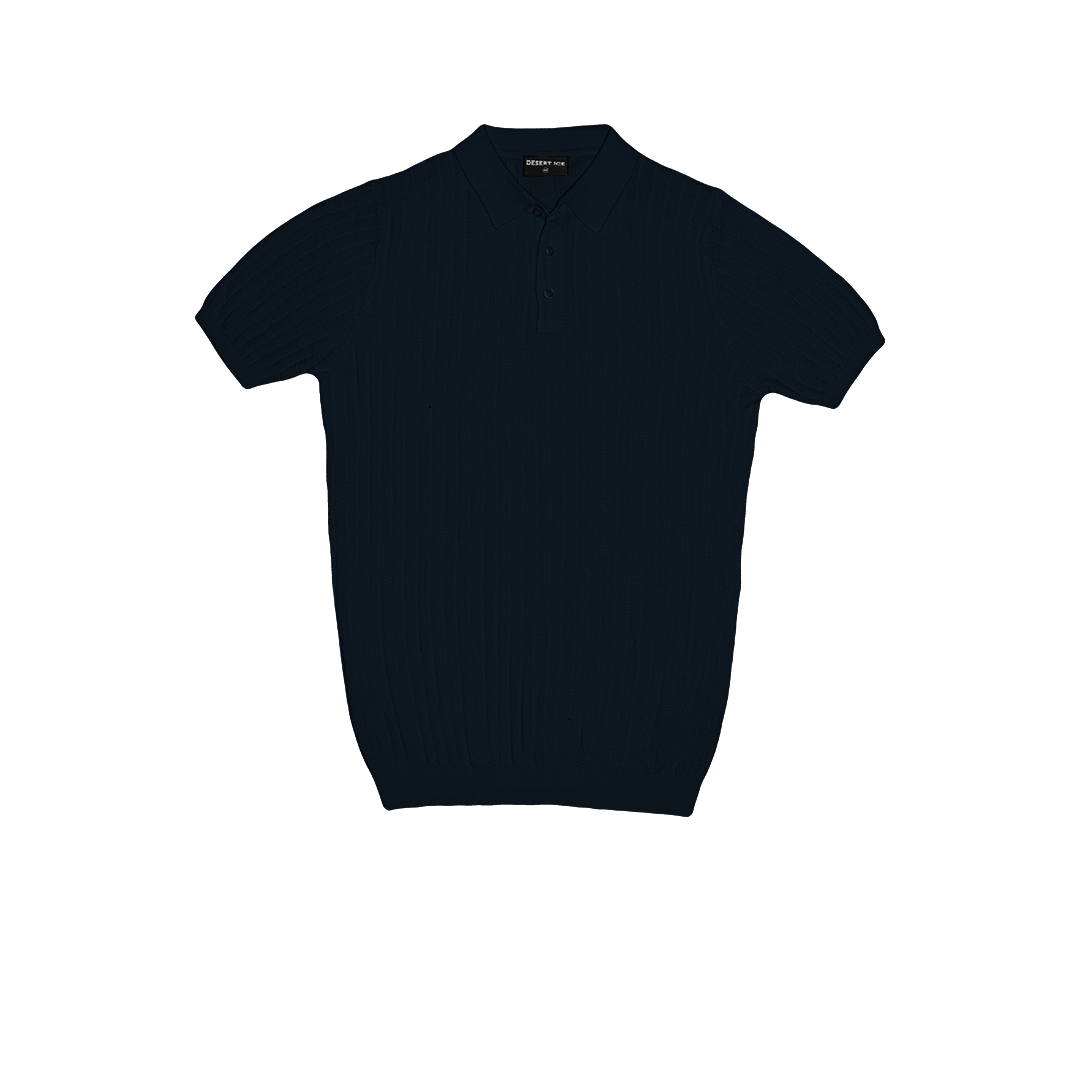 T-SHIRT KNITTED POLO REF.FF-005"NAVY" تي شيرت بولو محبوك REF.FF-005"أزرق داكن"