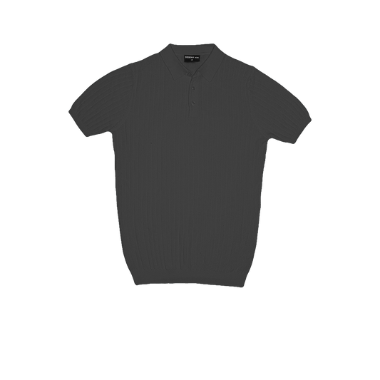 T-SHIRT KNITTED POLO REF.FF-005"DARK GREY" تي شيرت بولو محبوك REF.FF-005"رمادي غامق"