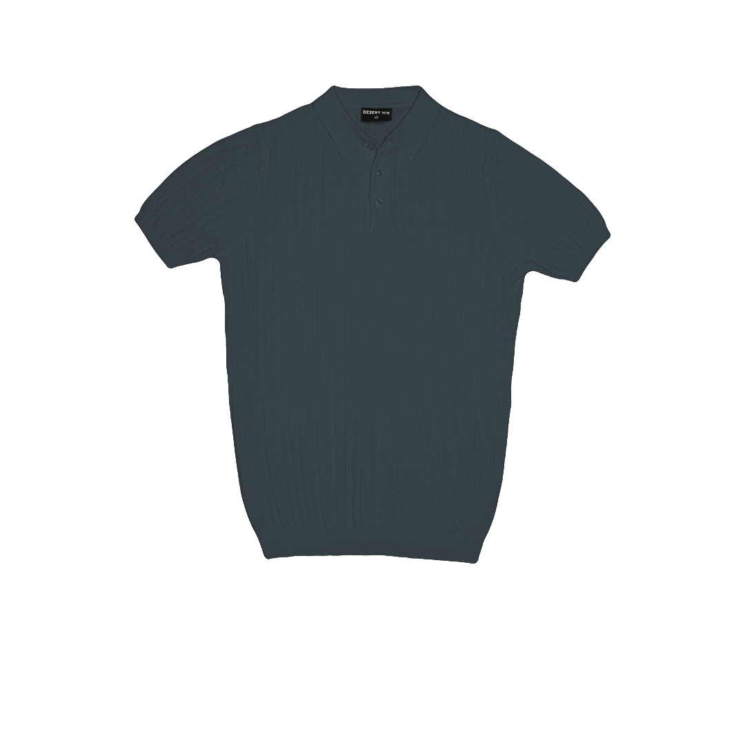 T-SHIRT KNITTED POLO REF.FF-005"BLUE"  تي شيرت بولو محبوك REF.FF-005"أزرق"