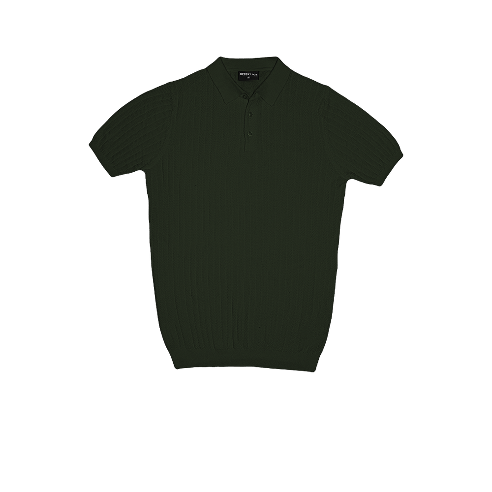 T-SHIRT KNITTED POLO REF.FF-005"GREEN  تي شيرت بولو محبوك REF.FF-005"أخضر