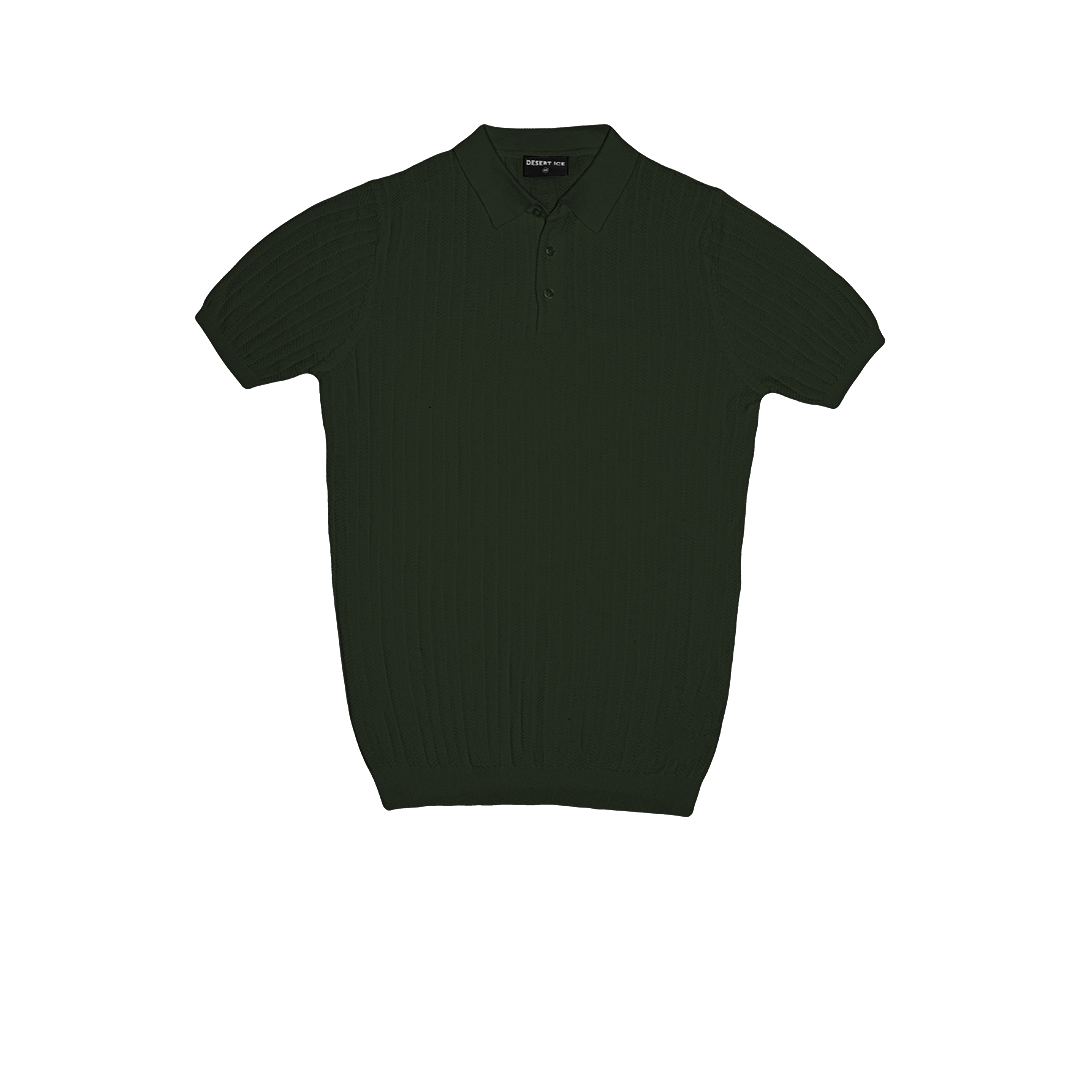 T-SHIRT KNITTED POLO REF.FF-005"GREEN تي شيرت بولو محبوك REF.FF-005"أخضر