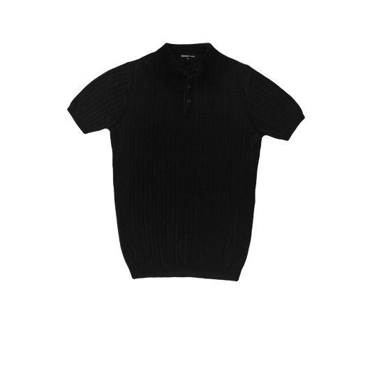 T-SHIRT KNITTED POLO REF.FF-005“BLACK”  تي شيرت بولو محبوك REF.FF-005"أسود"