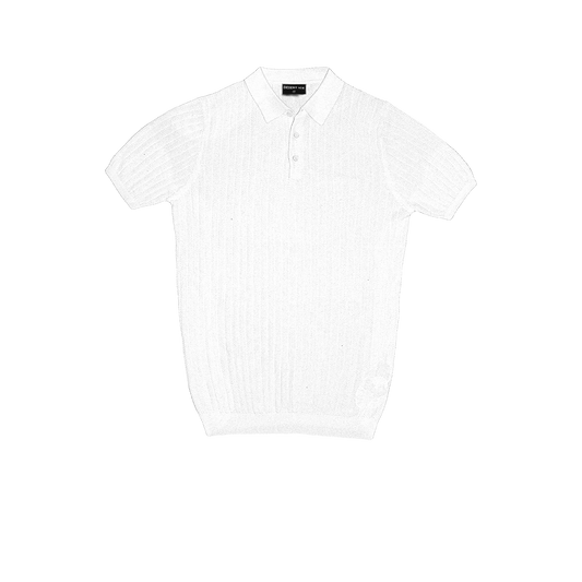 T-SHIRT KNITTED POLO REF.FF-005"WHITE"  تي شيرت بولو محبوك REF.FF-005"أبيض"