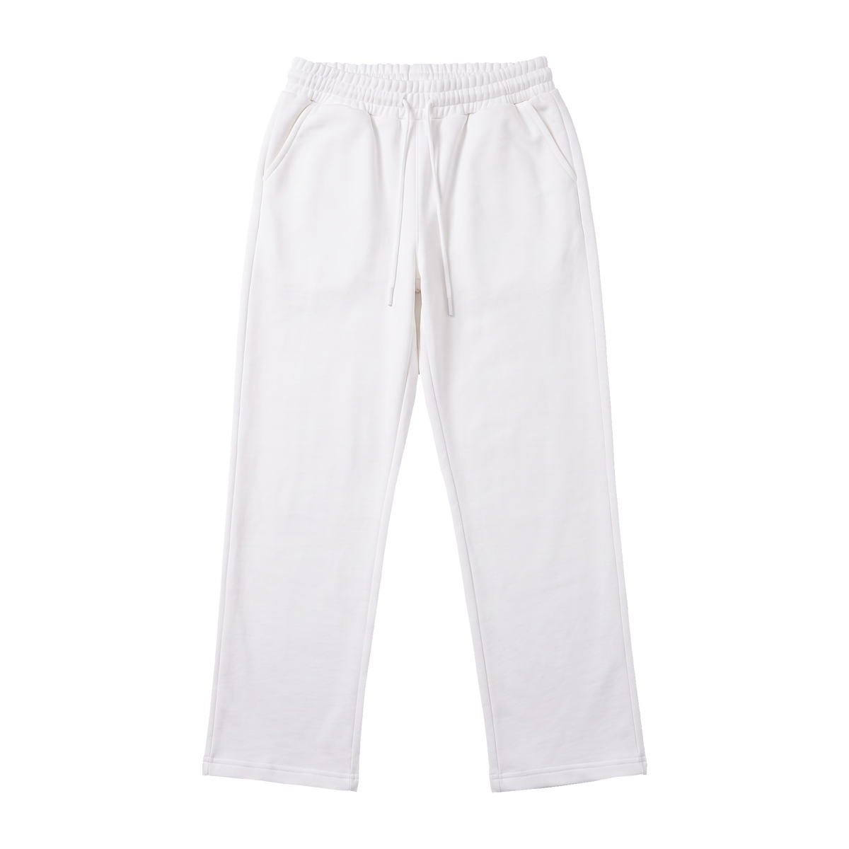 Wide Leg Cotton Sweatpants - White