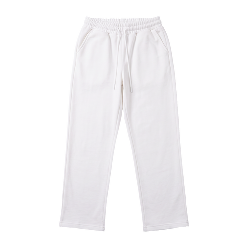 Wide Leg Cotton Sweatpants - White
