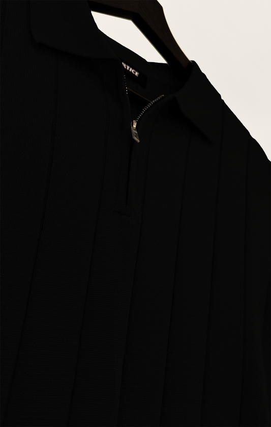 T-SHIRT KNITTED POLO W/ZIP REF.XH-012"Black