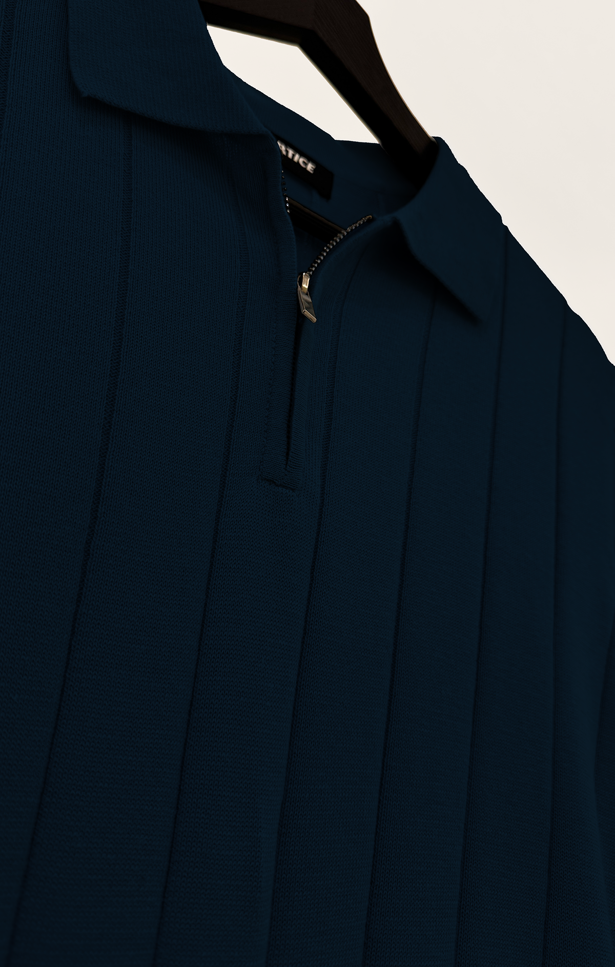 T-SHIRT KNITTED POLO W/ZIP REF.XH-012“NAVY BLUE”قميص بولو محبوك بسحاب