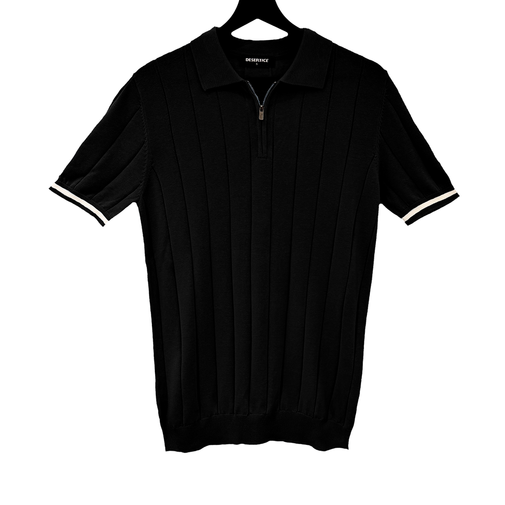 T-SHIRT KNITTED POLO W/ZIP REF.XH-012"Black