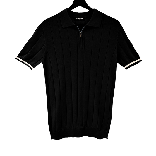 T-SHIRT KNITTED POLO W/ZIP REF.XH-012"Black