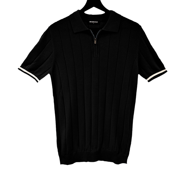 T-SHIRT KNITTED POLO W/ZIP REF.XH-012"Black
