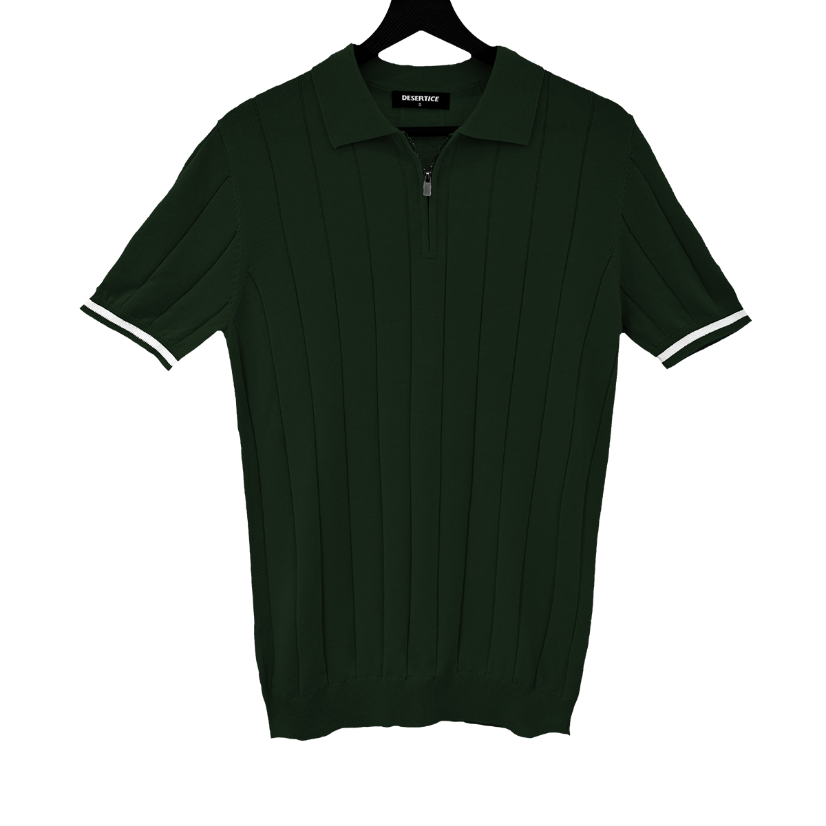 T-SHIRT KNITTED POLO W/ZIP REF.XH-012"GREEN”قميص بولو محبوك بسحاب