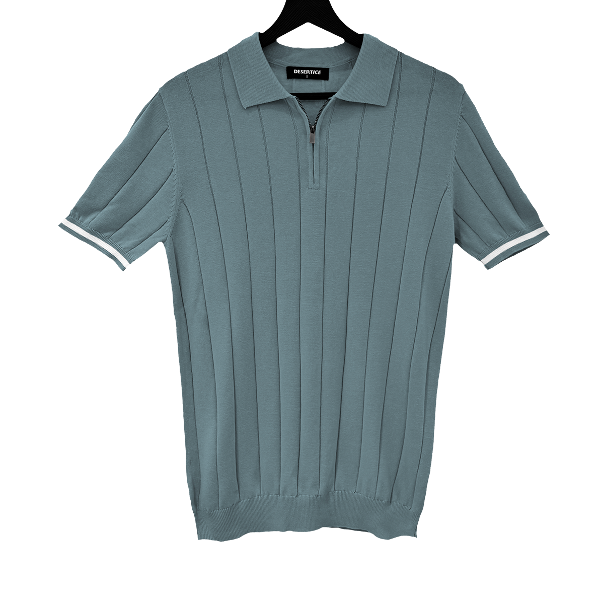 T-SHIRT KNITTED POLO W/ZIP REF.XH-012"LIGHT BLUE”قميص بولو محبوك بسحاب