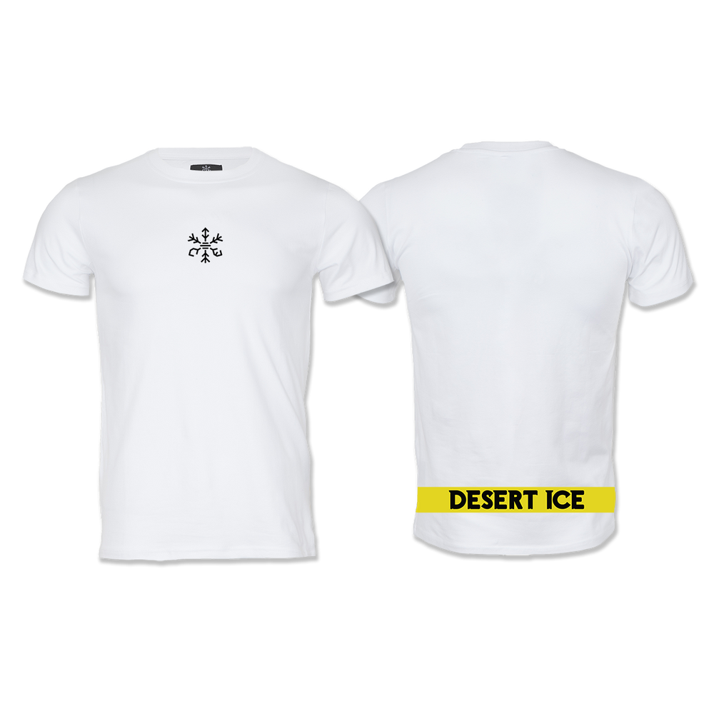 Desert Ice Yellow Stripe T-Shirt "White" (Unisex) تي شيرت مخطط باللون الأصفر "أبيض" (للجنسين)