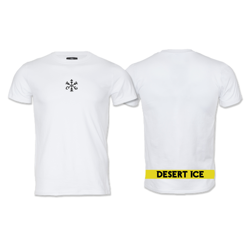 Desert Ice Yellow Stripe T-Shirt "White" (Unisex) تي شيرت مخطط باللون الأصفر "أبيض" (للجنسين)