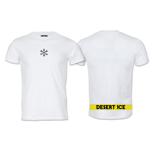 Desert Ice Yellow Stripe T-Shirt "White" (Unisex) تي شيرت مخطط باللون الأصفر "أبيض" (للجنسين)