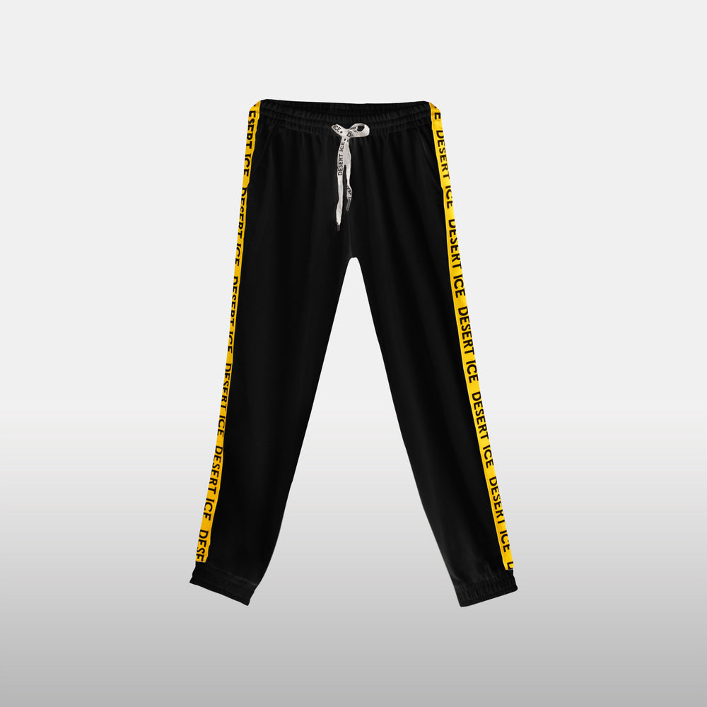 Desert Ice Yellow Stripe Joggers "Black" (Unisex) بنطال رياضي مخطط باللون الأصفر "أسود" (للجنسين)