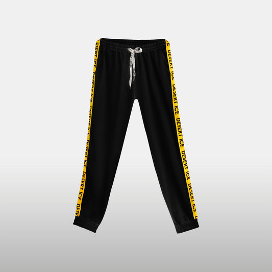 Desert Ice Yellow Stripe Joggers "Black" (Unisex) بنطال رياضي مخطط باللون الأصفر "أسود" (للجنسين)
